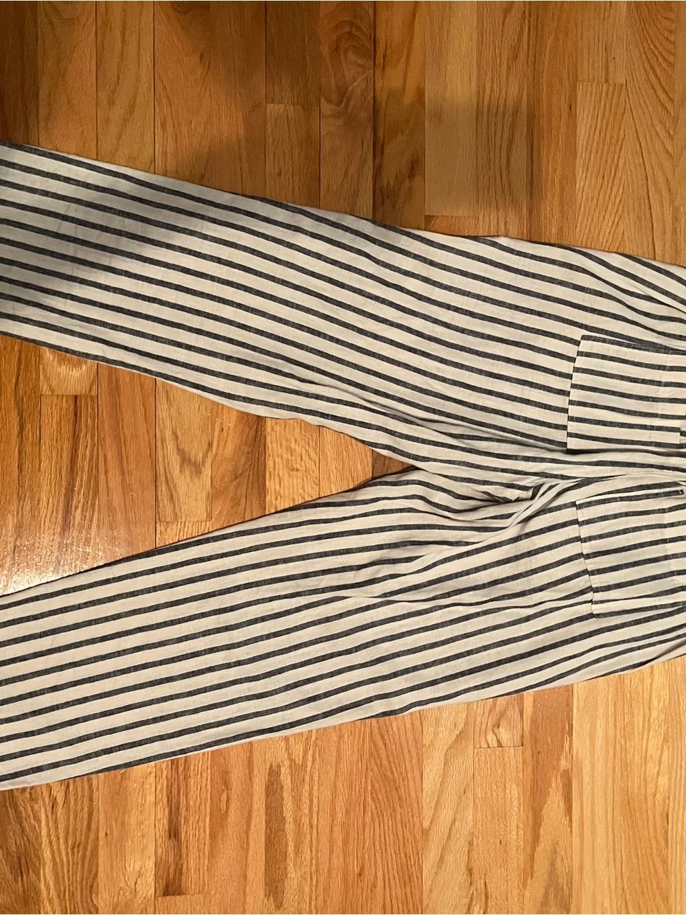 J. Crew Black & White Striped Straight-Leg Drawstring Pants